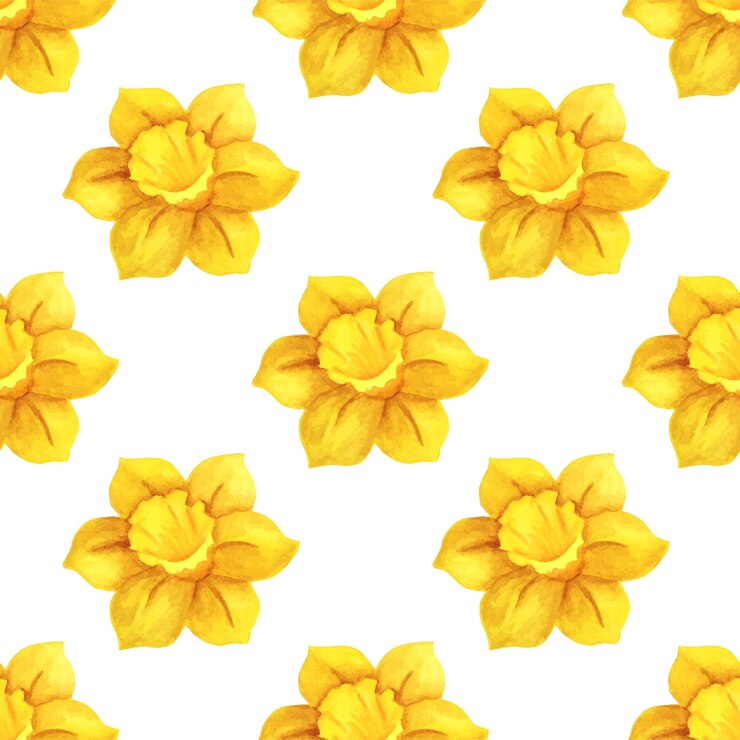 Vector acuarela de patrones sin fisuras de flores de narciso