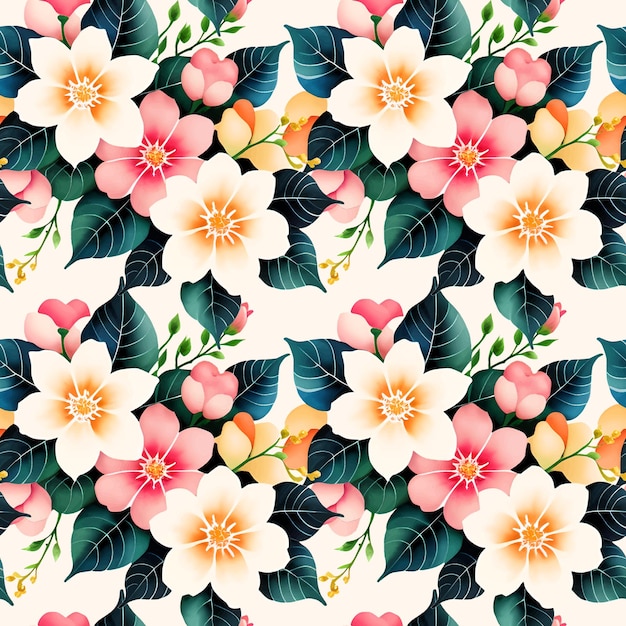 Acuarela de patrones sin fisuras de forma floral