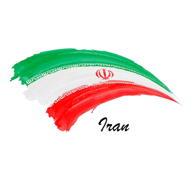 Acuarela pintura bandera de Irán Mano dibujo pincel trazo ilustración