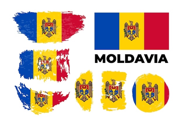 Acuarela pintura moldova bandera nacional grunge trazo de pincel