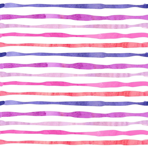 acuarela rayas horizontales patrón sin costuras fondo vectorial a rayas en colores púrpura y rosa