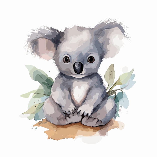 Acuarela retrato de oso koala ilustración personaje de dibujos animados