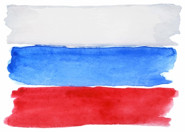 Acuarela Rusia bandera rusa 3 vector de tres colores aislado