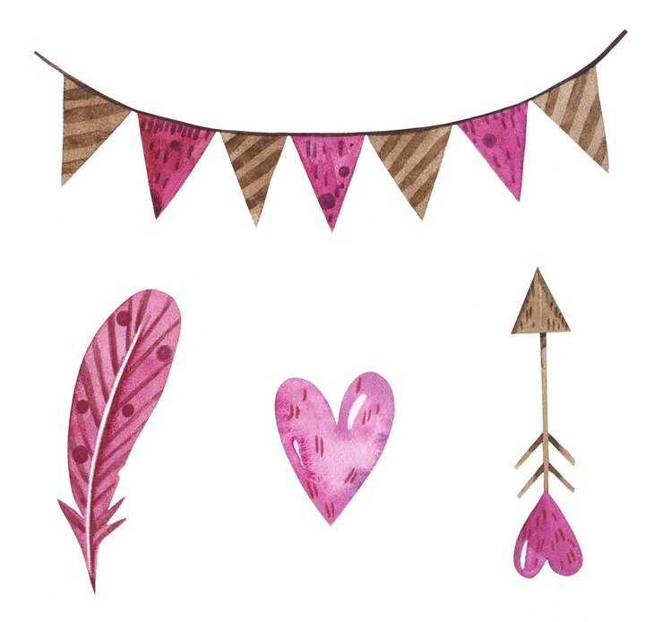Vector acuarela para san valentín con una pluma.