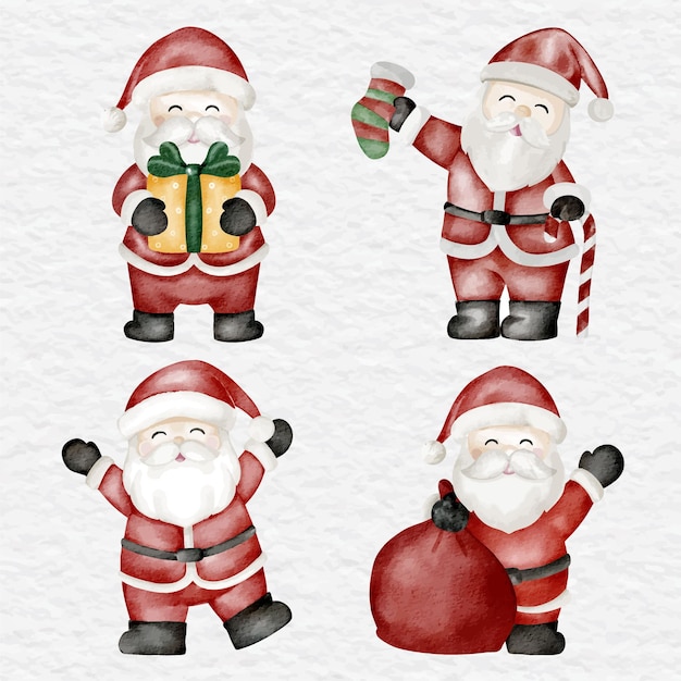 Vector acuarela santa claus invierno navidad personaje