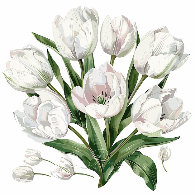 Acuarela Tulipas Ilustración floral