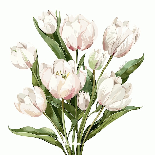 Acuarela tulipas ilustración floral