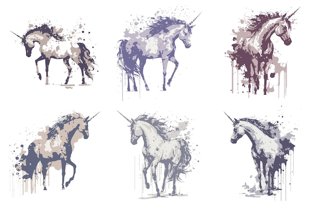 acuarela unicornio vector ilustración camiseta impresión