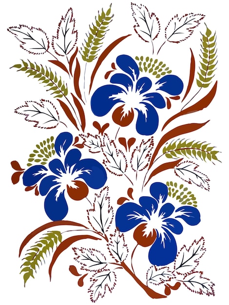 Acuarela vector dibujado a mano ilustración ornamento pintura con flores hojas brotes