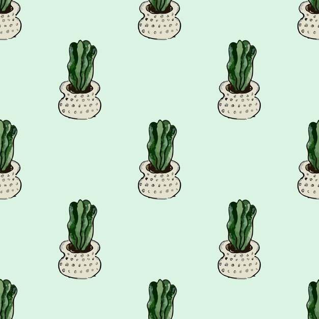 Acuarela vector dibujado a mano ilustración de patrones sin fisuras textura wallpaper fondo cactus