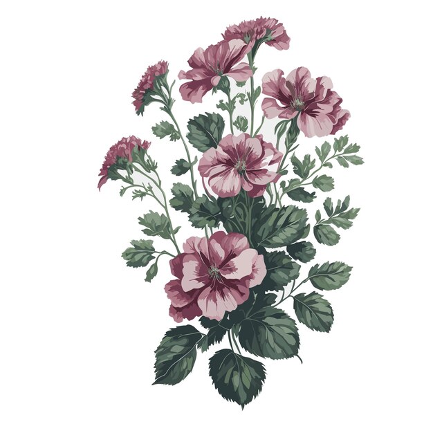 Vector acuarela vector geranium nodosum clipart ramo floral editable