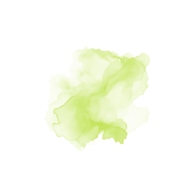 Acuarela verde abstracta salpicaduras de agua sobre un fondo blanco