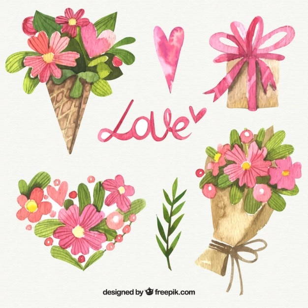 Vector acuarelas flores y ramos