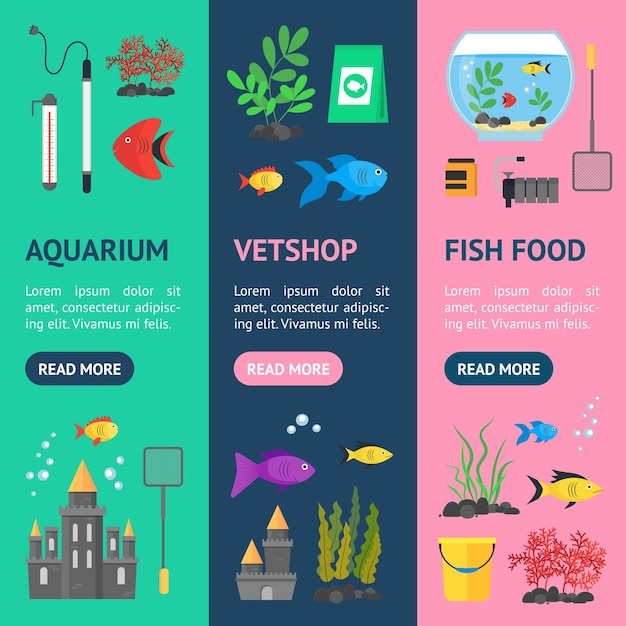 Acuario banner vecrtical set vector