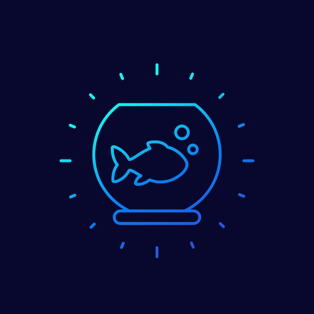 Vector acuario con icono de línea de peces