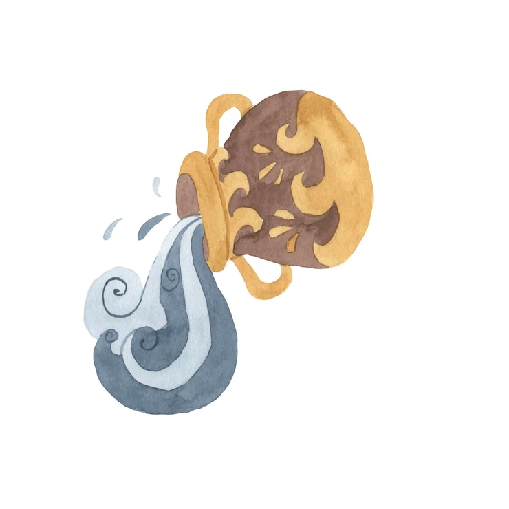Vector acuario signo del zodiaco acuarela ilustración para niños