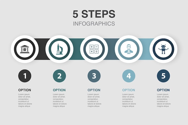 Acuerdo comunicación ley protección iconos seguros plantilla de diseño infográfico concepto creativo con 5 pasos