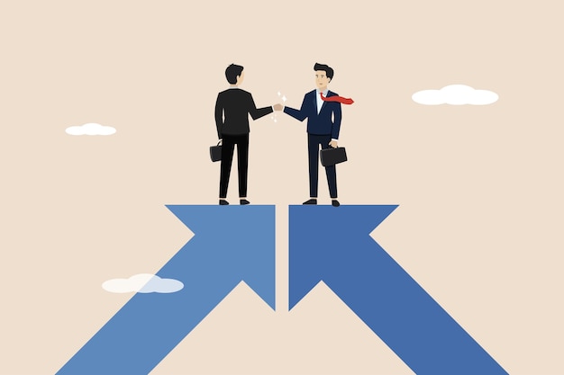 Acuerdo de cooperación para el éxito Ilustración vectorial de empresarios