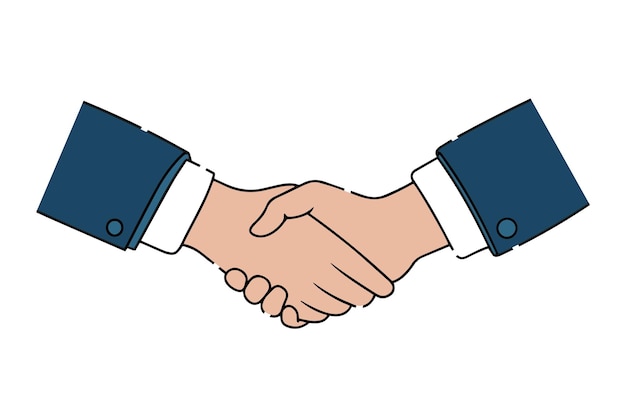 Acuerdo de negocios apretón de manos ilustración vectorial plana en fondo blanco