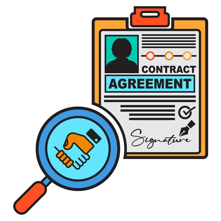 Acuerdo o Acuerdo de contrato, también conocido como Acuerdo de empleado para la ilustración de vector de recursos humanos