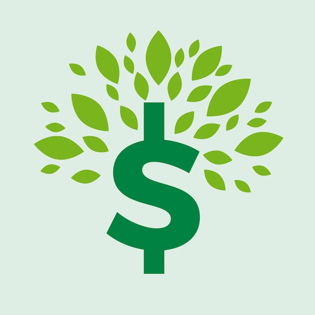 Acuerdo verde Ilustración conceptual con hojas y signo de dólar