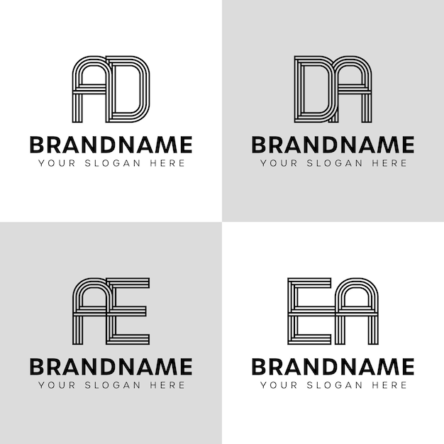 AD DA AE EA Monograma Logotipo para negocios con las iniciales AD DA AE