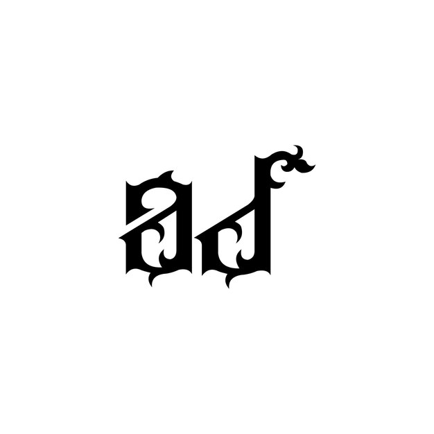 AD Monogram Logo Design letra texto nombre símbolo monocromo logotipo alfabeto carácter simple logo