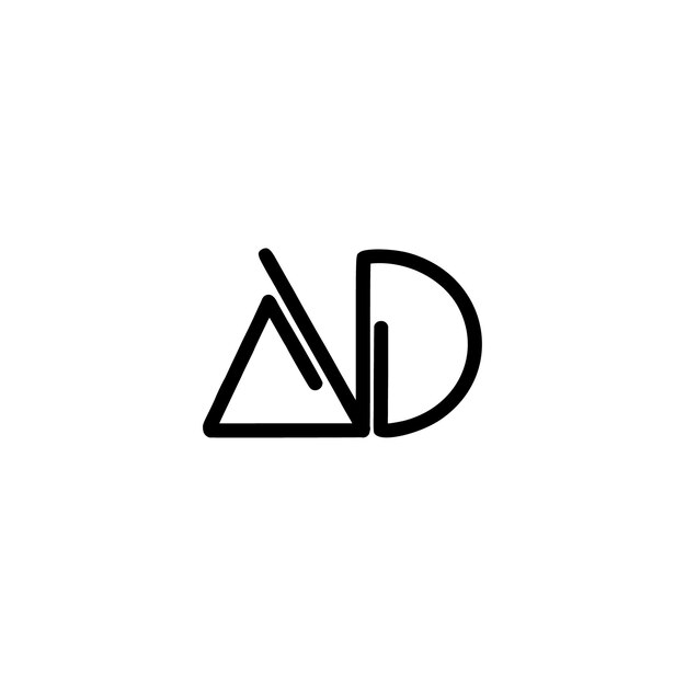 AD Monogram Logo Design letra texto nombre símbolo monocromo logotipo alfabeto carácter simple logo