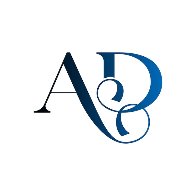 AD tipografía emblema inicial monograma símbolo de lujo icono sencillo diseño de letra logotipo