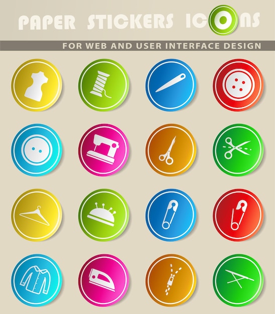 Adaptación de iconos vectoriales en pegatinas de papel de colores