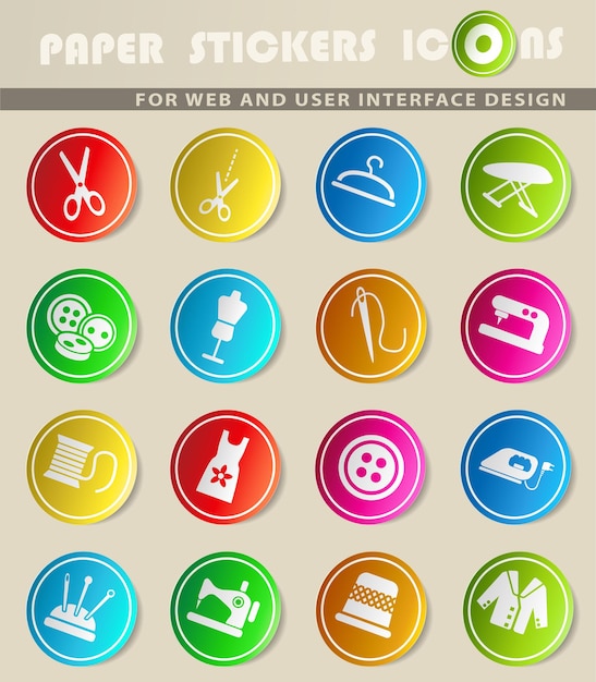 Adaptación de iconos vectoriales en pegatinas de papel de colores