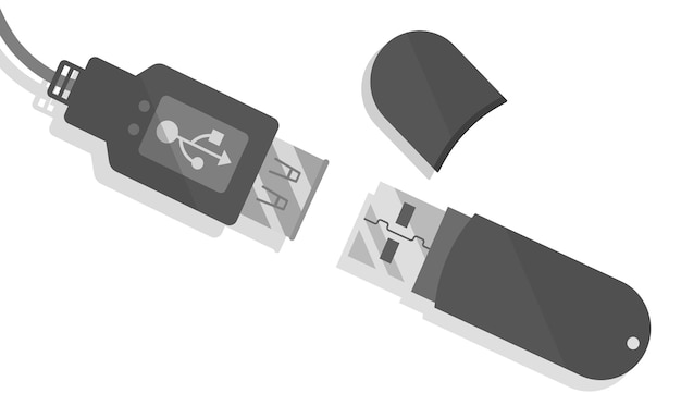 Vector adaptador de puerto usb memoria flash pen drive dispositivo cable conector almacenamiento