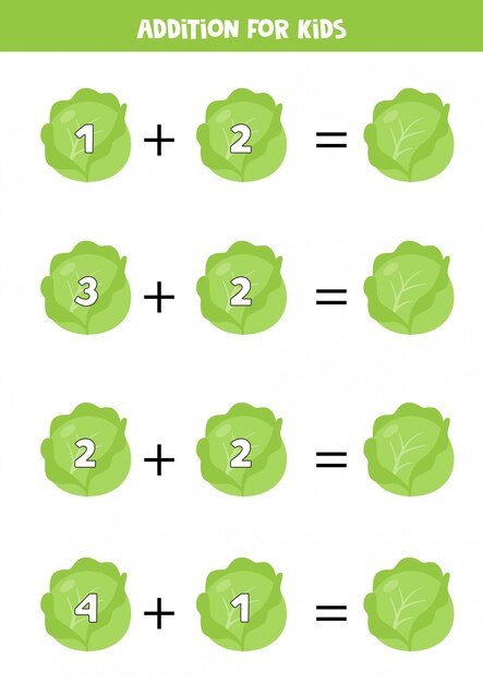 Además con col de dibujos animados. Juego de matemáticas para niños.