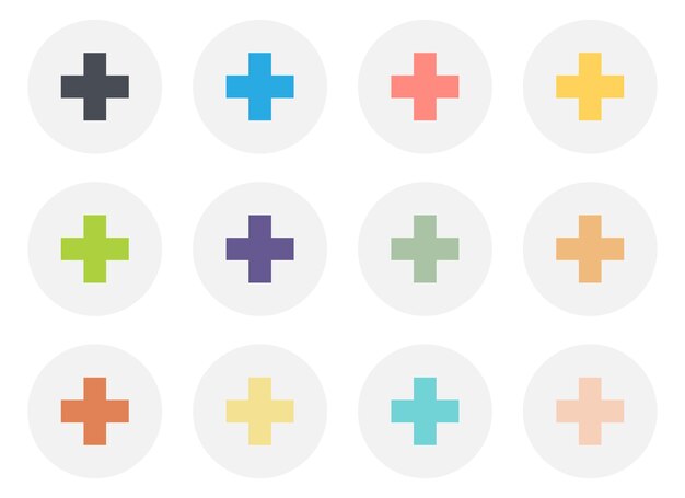 Además, la ilustración vectorial de la colección de iconos aislada en blanco