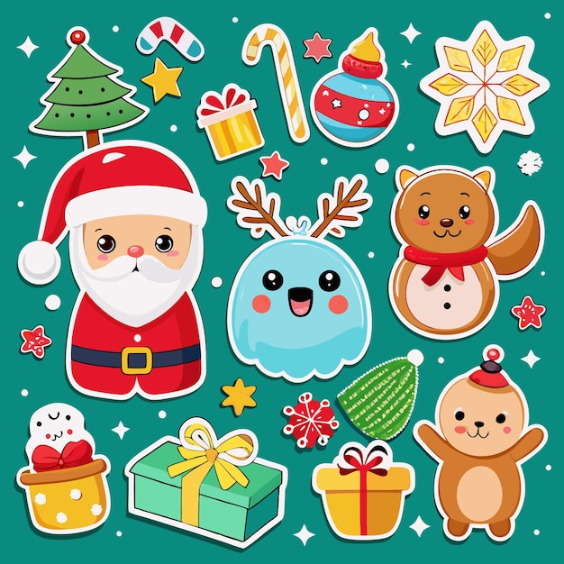 Adhesivas navideñas del hombre de nieve y regalos del renacuajo de Santa