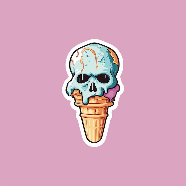 Adhesivo del adorable helado de la calavera