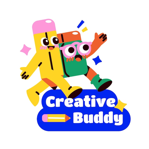 Adhesivo de amigo creativo