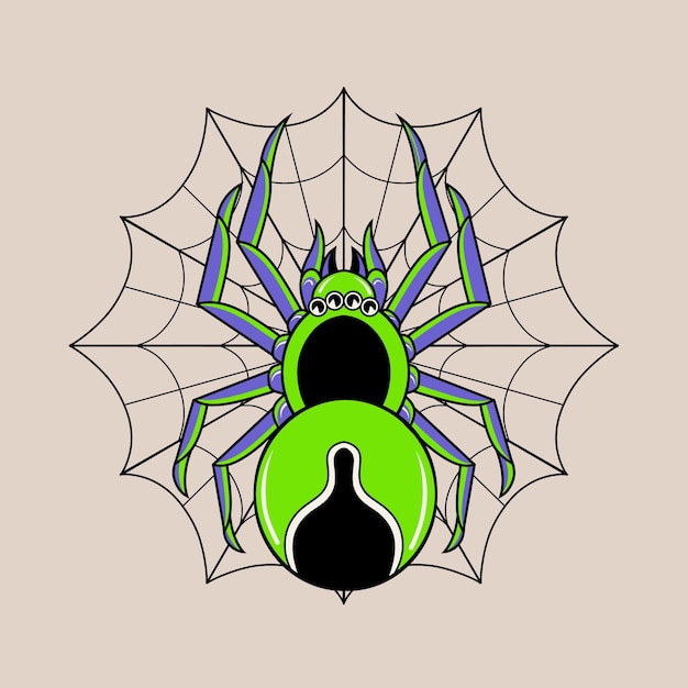 Adhesivo de araña con una ilustración de personaje lindo de Doodle