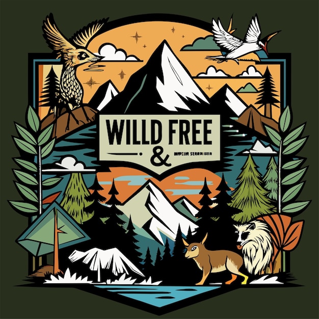 Adhesivo de camiseta de Wild and Free Channel su aventurero interior con un diseño con majestuoso