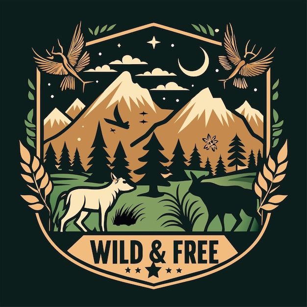 Adhesivo de camiseta de Wild and Free Channel su aventurero interior con un diseño con majestuoso