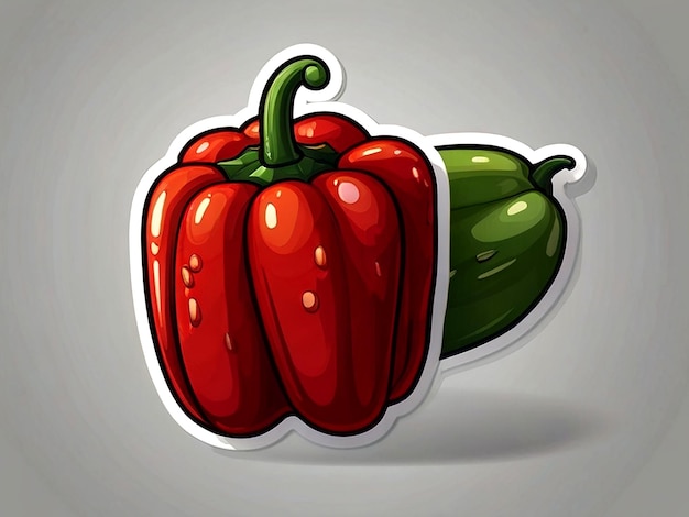 adhesivo de capsicum rojo aislado en vector de fondo blanco