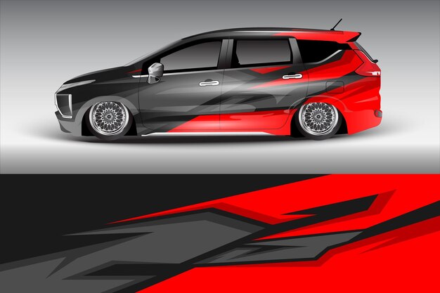 Adhesivo de carreras de vinilo de envoltura de automóviles ornamento líneas geométricas abstractas vectoriales diseño de fondo impresión temp