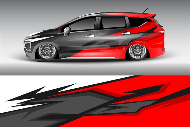 Adhesivo de carreras de vinilo de envoltura de automóviles ornamento líneas geométricas abstractas vectoriales diseño de fondo impresión temp