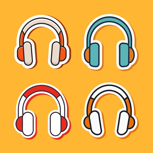 Adhesivo combinado de auriculares modernos con colores audaces para los amantes de la tecnología de moda