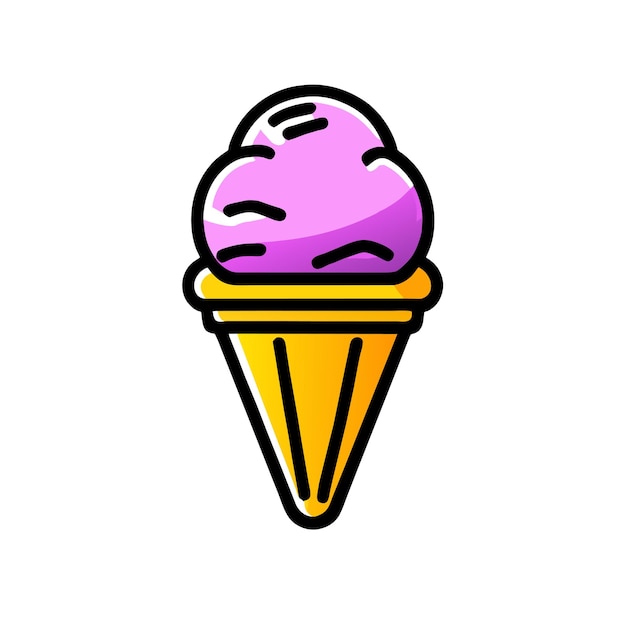 Vector adhesivo cono de helado icono de dibujos animados ilustración vectorial