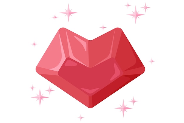 Vector adhesivo de día de san valentín de diamante rojo