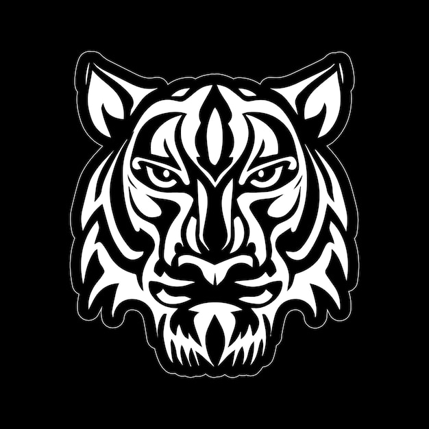 Adhesivo de dibujo de cara de tigre en blanco y negro para imprimir a petición