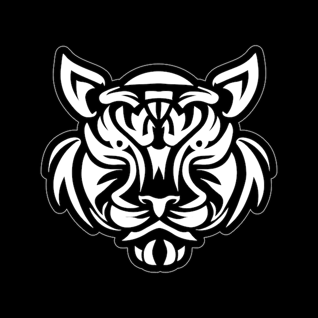 Adhesivo de dibujo de cara de tigre en blanco y negro para imprimir a petición