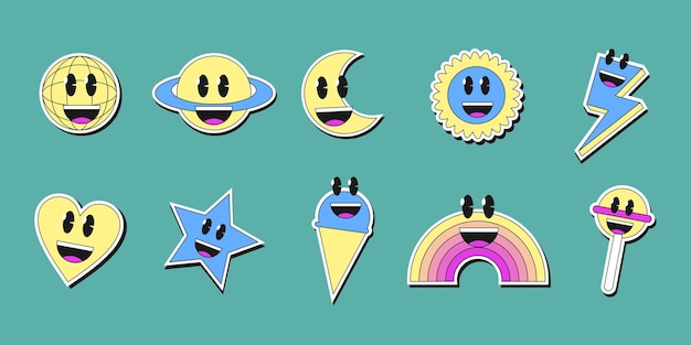 Adhesivo emoji retro