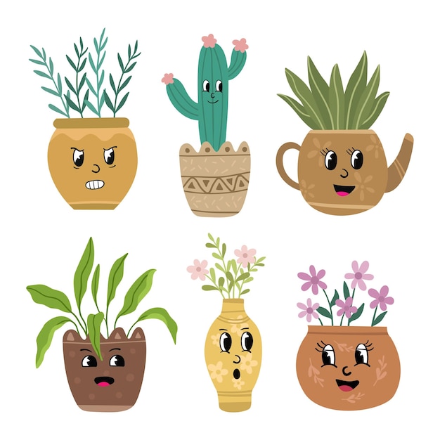 Vector adhesivo emoticon para jarrón de flores